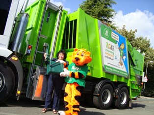 Recycling mascot Roary has helped Surrey Heath to climb up to third spot in the recycling league table for 2010/11